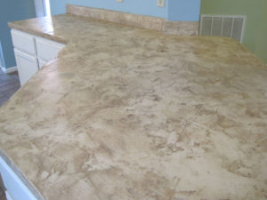Limestone finish over formica counter top