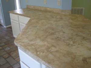 Another view of the finished faux limestone counter top
