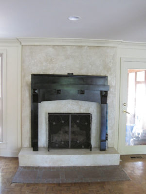 Fireplace with Faux Limestone by Bella Tucker