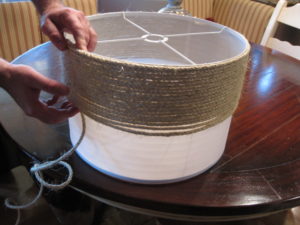 It took 1 1/2 spools of the rope to complete the lampshade.