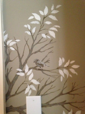 Hand painted bird and branches by Bella Tucker