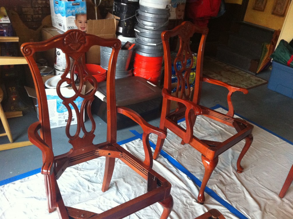 drab old cherry wood chairs