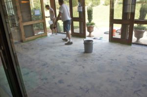 Layers of Skimstone applied to the floor