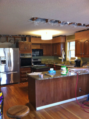 Soffits removed and cabinets built up to the ceiling