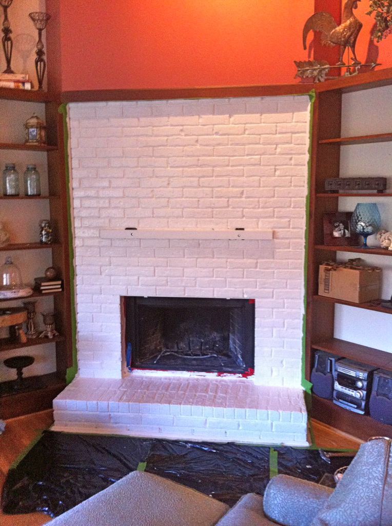 fireplace painted white