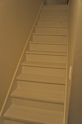 stairs painted Sherwin Williams Aesthetic White