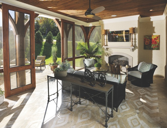 Ikat stenciled patio by Bella Tucker Decorative Finishes