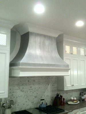 faux finised pewter stove hood by Bella Tucker Decorative Artisans