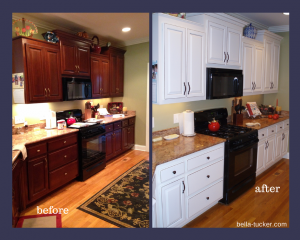 painted kitchen before and after by Bella Tucker Decorative Finishes