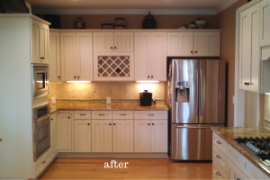 cream painted cabinets with glaze