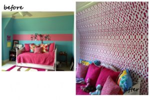 trellis stencil before and after by Bella Tucker Decorative Finishes