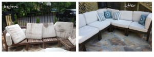 rehabbed outdoor sofa before and after