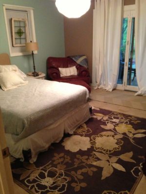 Basement bedroom with yucky carpet