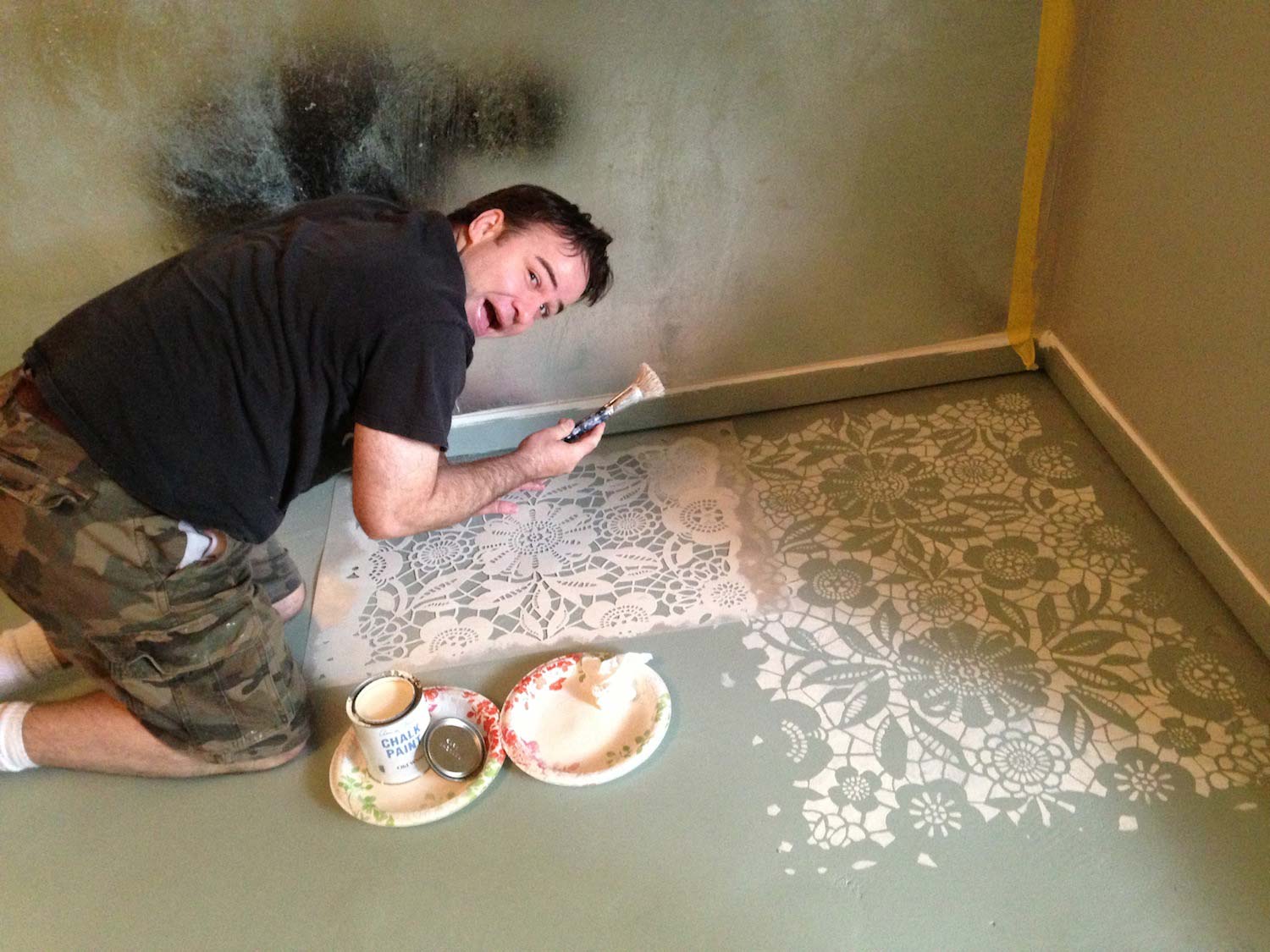 brooks painting the floor