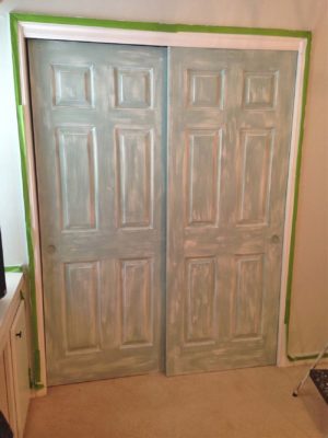 We painted a weather paint finished on the closet doors