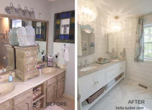 budget bathroom remodel before and after- Bella Tucker Decorative Finishes