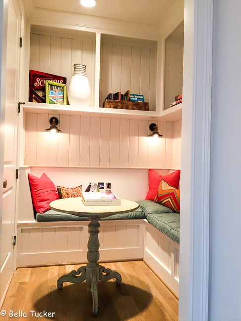 shiplap built in reading nook at the Nashville Parade of Homes