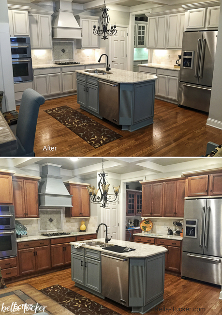paint your stove hood the same color as your cabinets-bella tucker