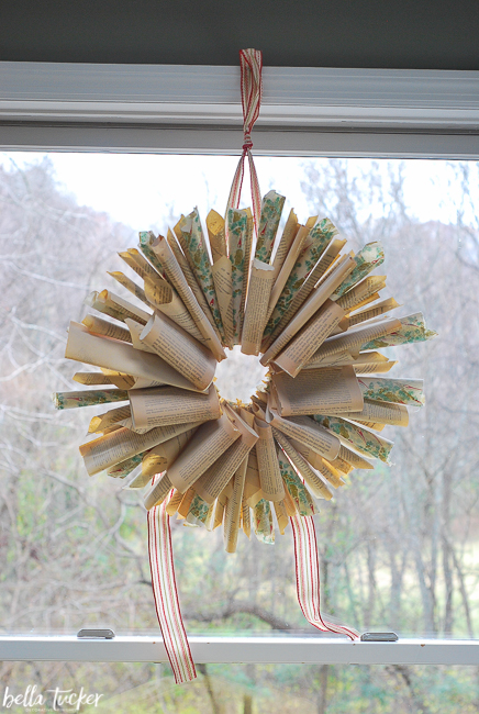 Vintage Christmas book page wreath- Bella Tucker Decorative Finishes