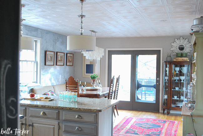 updated kitchen with styrofoam ceiling tiles