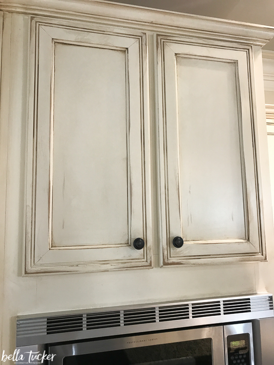 dirty glazed distressed cabinet before