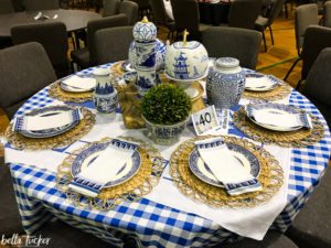 Blue and White Table scape with Chinoiserie pumkins