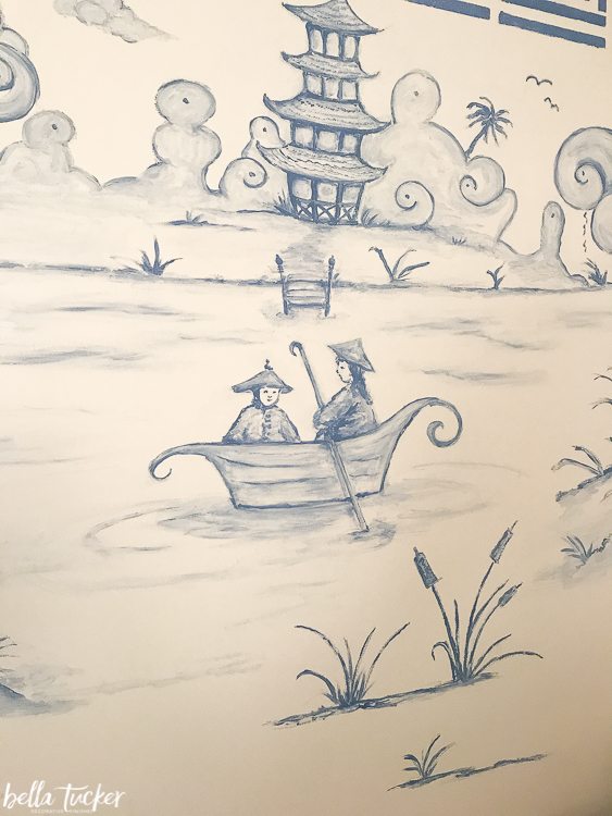 chinoiserie mural with boat by Bella Tucker Decorative Finishes