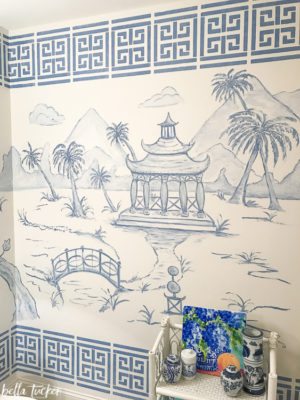 chinoiserie mural with greek key border by Bella Tucker Decorative Finishes
