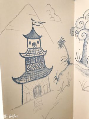 chinoiserie mural with pagoda by Bella Tucker Decorative Finishes