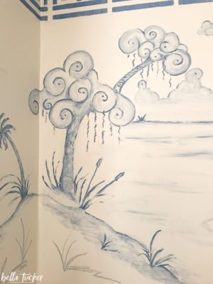 chinoiserie mural with pom pom trees by Bella Tucker Decorative Finishes