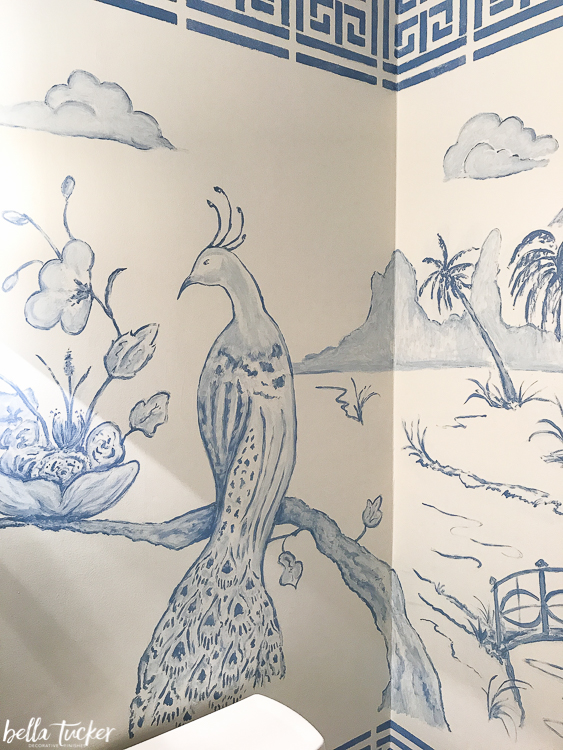 chinoiserie mural with peacock  by Bella Tucker Decorative Finishes