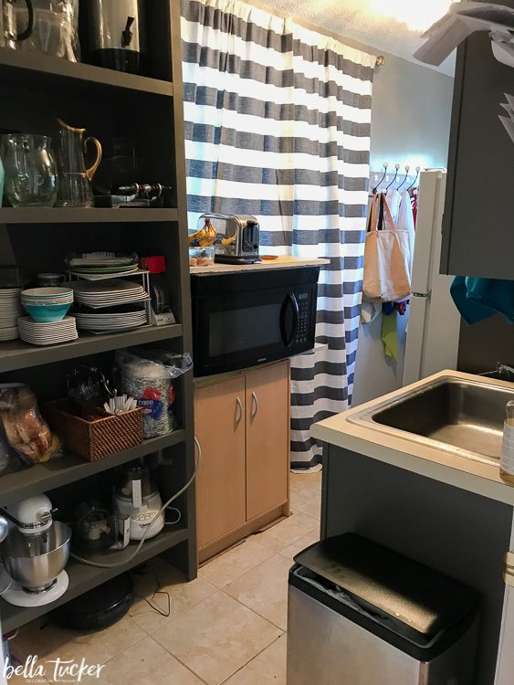 make shift kitchen in the laundry room