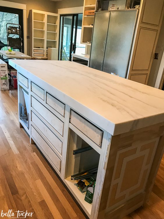 snow white marble countertops with a 3 inch mitered edge