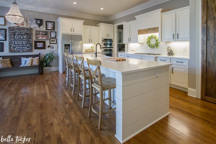 Shiplap Island And Natural Wood Accents, Shiplap Kitchen Island