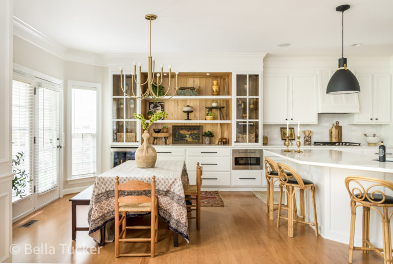 Stained Wood and Soft White Kitchen Makeover - Bella Tucker