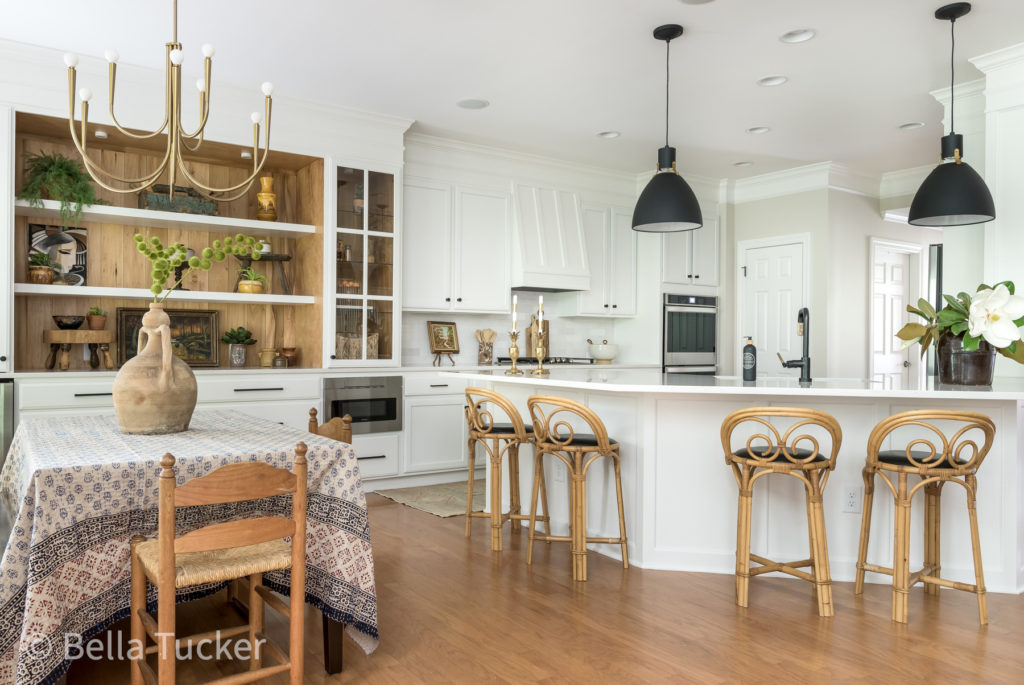 Stained Wood and Soft White Kitchen Makeover - Bella Tucker